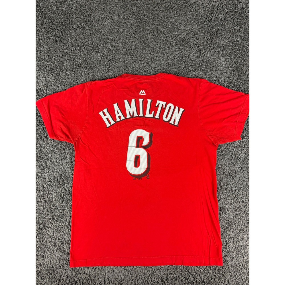 Majestic Cincinnati Reds Billy Hamilton 6 Graphic T-Shirt Mens Large Red MLB